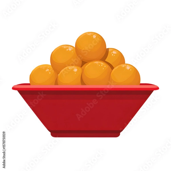 Fototapeta Pile of Oranges in a Red Bowl