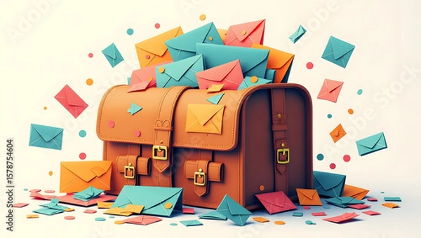 Obraz A vibrant and colorful World Post Day celebration scene featuring a sturdy