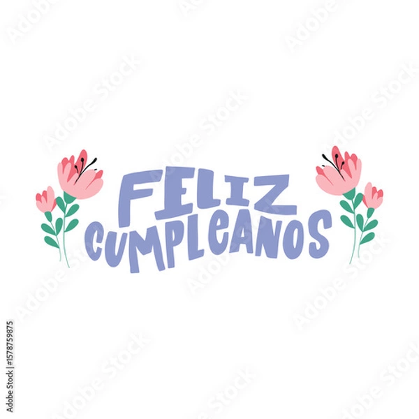 Fototapeta A festive "Feliz Cumpleanos" birthday design with colorful lettering and confetti accents.
