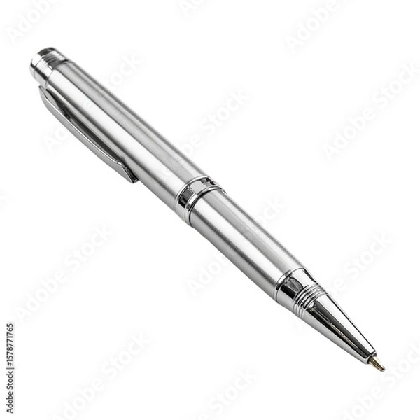Fototapeta Metallic Elegance: A close-up shot captures the sleek and refined aesthetic of a modern pen, showcasing its metallic luster and elegant design.