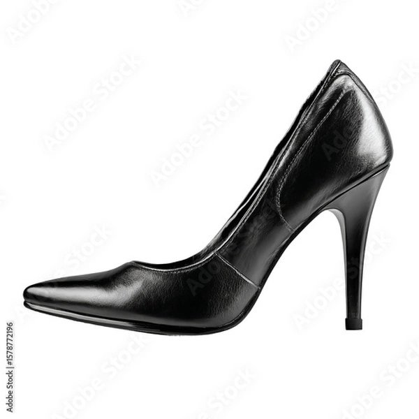 Fototapeta Classic Black High Heels: Elegant black high-heeled pumps with a pointed toe, showcasing timeless style and sophistication. Perfect for professional settings or special occasions.