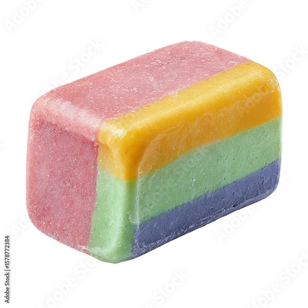 Fototapeta Vibrant Sweet Treat: A close-up shot of a delightful multicolored confectionary, a spectrum of cheerful hues, promising a burst of sweetness and flavor.