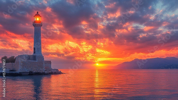 Fototapeta lighthouse at sunset