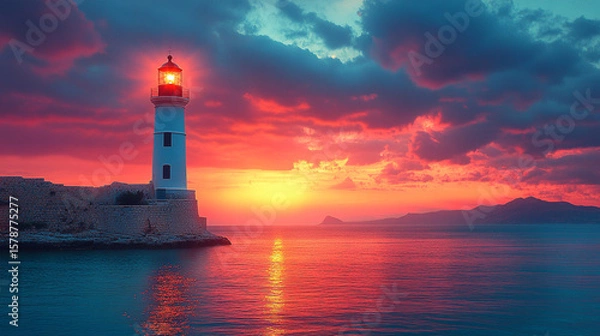 Fototapeta lighthouse at sunset