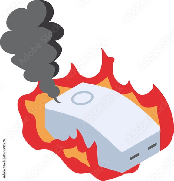 Fototapeta 発火したモバイルバッテリー