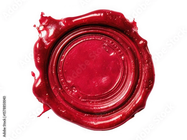 Fototapeta Red wax seal stamp isolated on transparent background