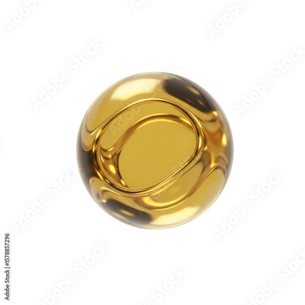 Fototapeta 3D Golden Sphere Ball Shiny Metallic Object on Transparent Background