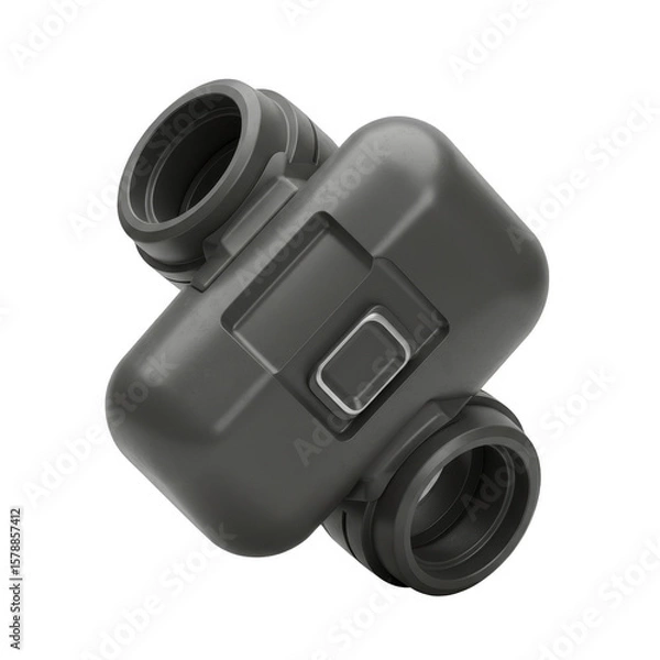 Fototapeta 3D Gray Pipe Fitting Plumbing Connection Industrial Part Isolated