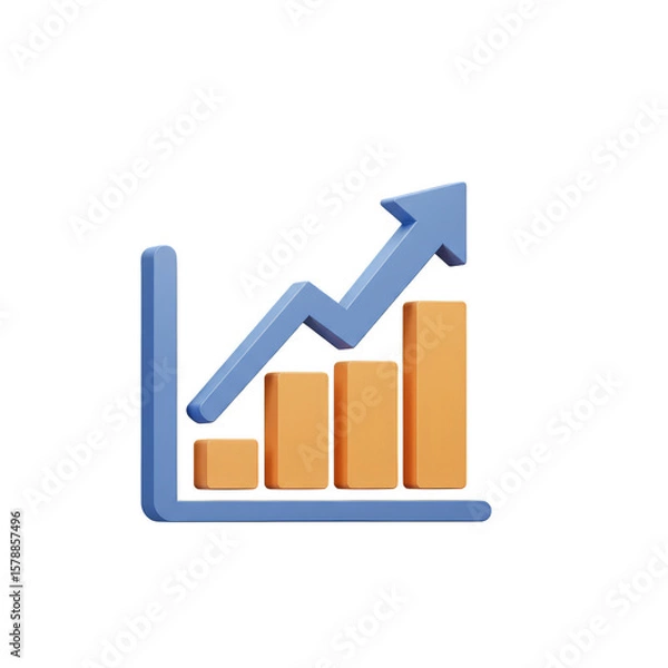 Fototapeta 3D Growth Chart with Arrow Business Finance Statistic Illustration