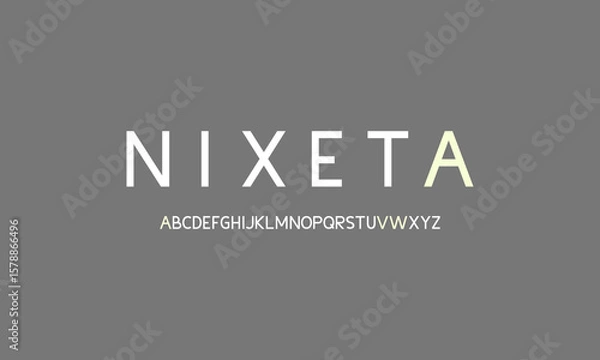 Fototapeta Sans serif font vector. Modern clean regular character set. Monogram alphabet simple typeface. Digital letter typhography type style. Logo art banner poster flyer billboard text graphic design