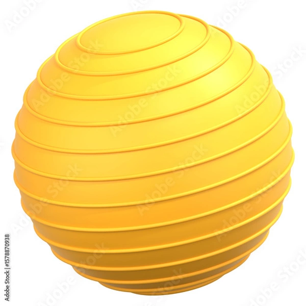 Fototapeta Yellow fitness ball 3D Icon Illustration. Low Poly Style