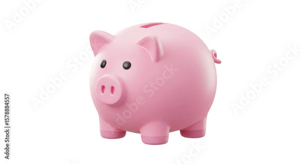 Fototapeta 3D Rendering of Pink Piggy Bank for Savings and Financial Growth