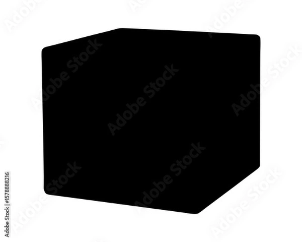 Obraz Solid black cube with rounded edges on white background studio shot