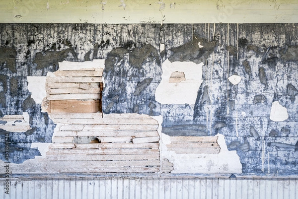 Fototapeta weathered plaster wall in an abandoned school