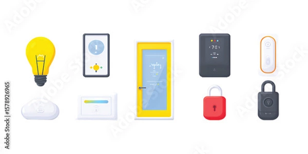 Fototapeta Connected Devices Vector Icons with White Background