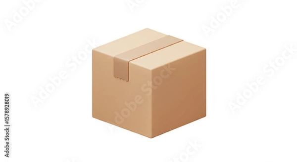 Fototapeta Isolated Cardboard Box Package Shipping Delivery with Transparent Background