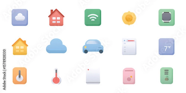 Fototapeta  IoT Network and Wireless Connection Vector Symbols