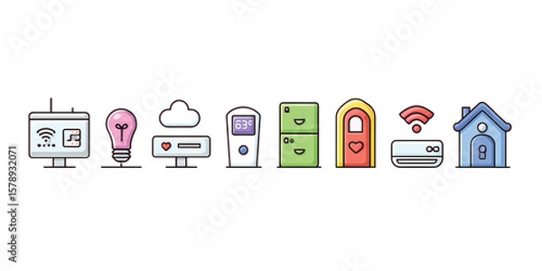 Fototapeta IoT and Smart City Technology Vector Icons Pack