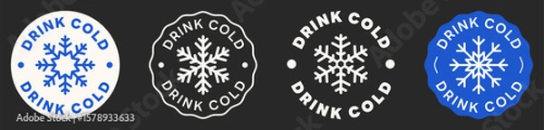 Fototapeta Drink Cold Vector Sign. Frozen Product Label Isolated. Set of Badges. Keep Frozen. Snowflake Icon