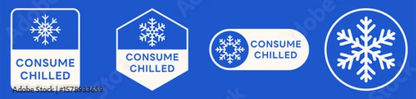 Fototapeta Consume Chilled Vector Sign. Label Isolated. Set of Badges. Snowflake Icon