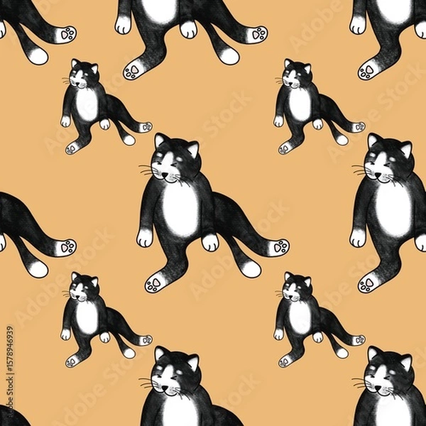 Fototapeta Cute cat pattern images are suitable for printing on product surfaces