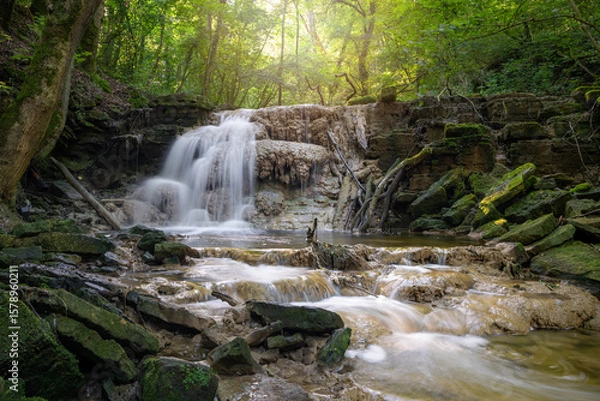 Fototapeta Landscape image with small creek, Eifel, Germany