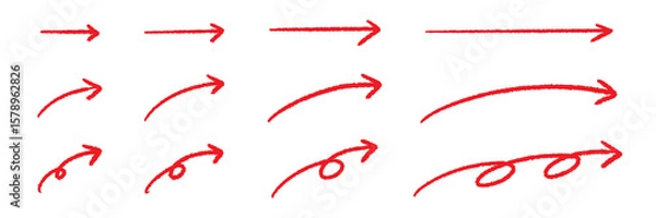 Obraz ペンの手書き矢印素材セット 赤