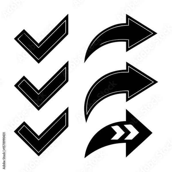 Fototapeta A versatile collection of vector arrow icons and design elements illustrating direction and business symbols