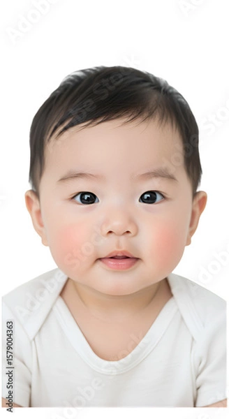 Fototapeta Isolated Portrait Of Cute Asian Baby With Transparent Background