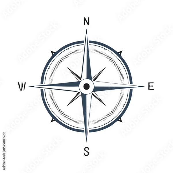 Fototapeta Minimal Vector Icon of a Compass with Bold Black Outline in Clean and Simple Design
