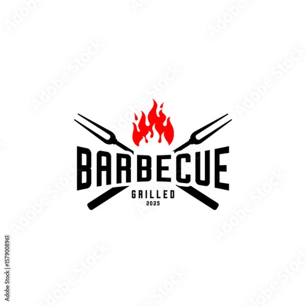 Obraz Barbecue grill hot fire logo