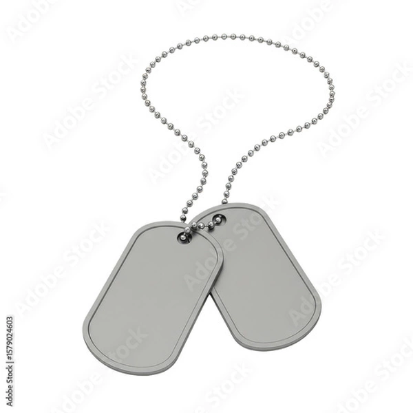 Obraz Realistic Dog Tags Metal Identity Isolated Transparent Background 3D Render