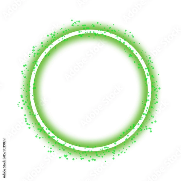 Fototapeta Green Sparkle Circle Frame PNG - Abstract Glowing Decorative Ring Design, neon green circle. 

