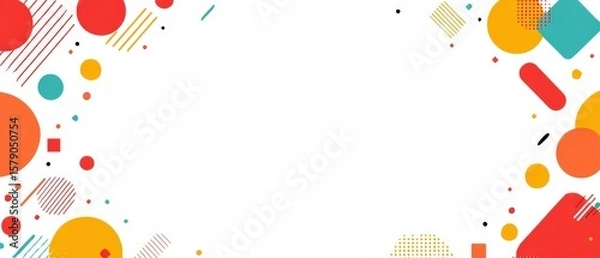 Obraz Vibrant geometric pattern background with circles, squares, and lines in a playful and modern design Concept of abstract art, graphic design, and colorful backdrop