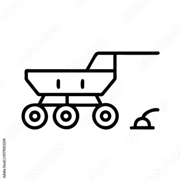 Fototapeta Seeder machine designed for agricultural use with wheels and lever  