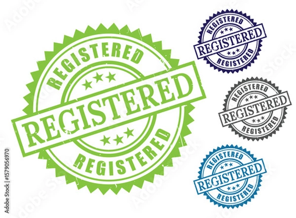 Obraz Grunge Rubber Registered Stamp Set, Official Document Approval Vector  