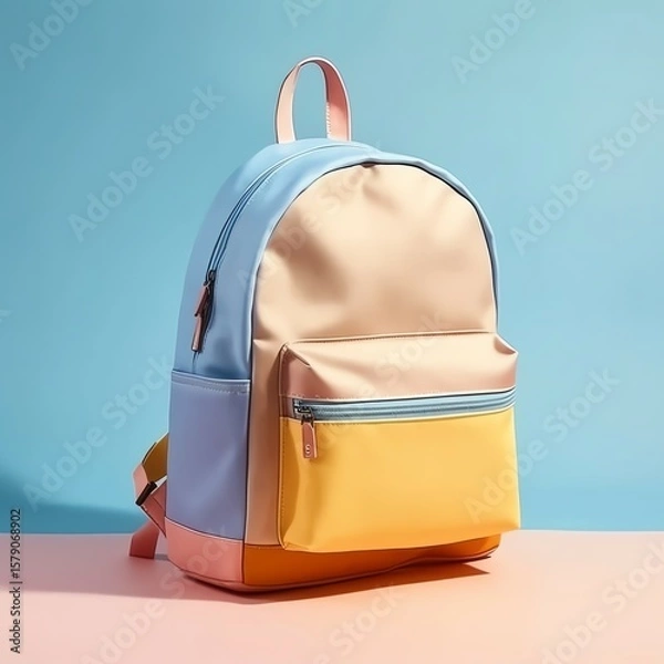 Fototapeta Colorful warm pastel gradient color canvas backpack