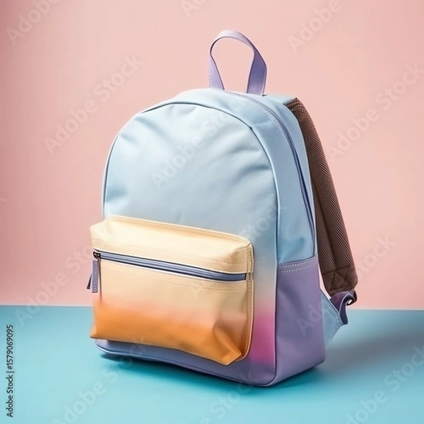 Fototapeta Colorful warm pastel gradient color canvas backpack