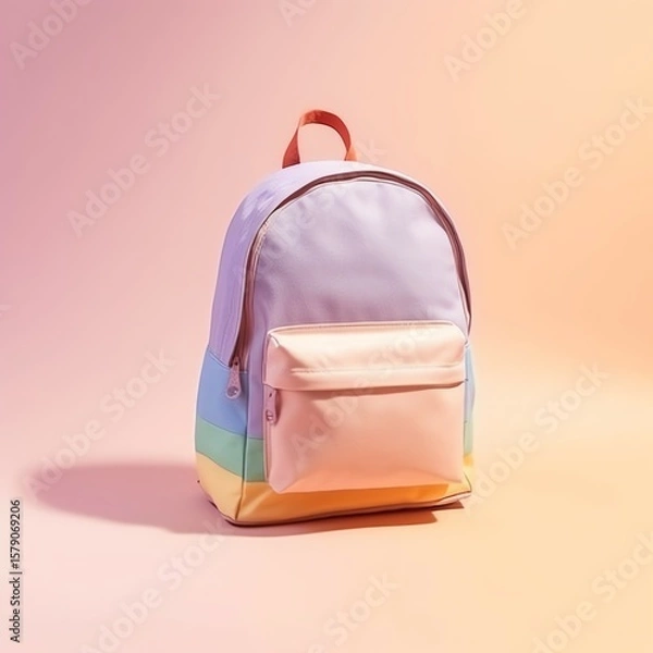 Fototapeta Colorful warm pastel gradient color canvas backpack