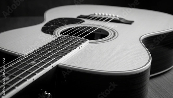 Fototapeta Closeup of an acoustic guitar with strings and frets png
