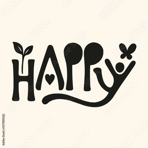 Obraz Creative “Happy” Typography Design