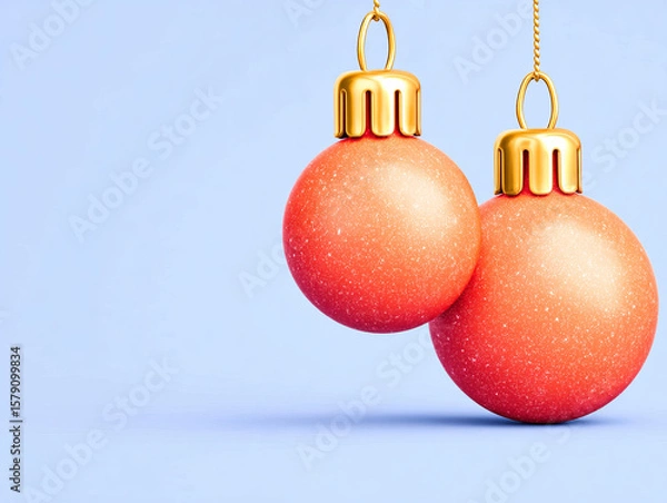 Obraz Bright holiday ornaments create cheerful atmosphere against soft blue background