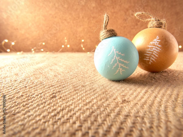 Obraz Unexpected shiny ornaments reflecting warmth in cozy setting