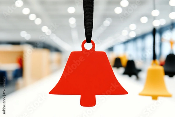 Obraz Bright red bell decoration hanging in modern space, showcasing innovation and creativity