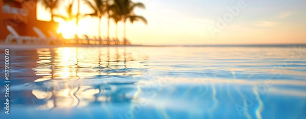 Obraz Serene sunset over tranquil pool with gentle ripples reflecting warm colors