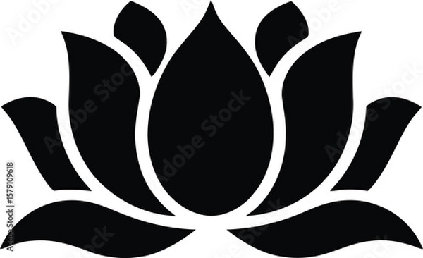 Fototapeta lotus flower icon over white background, silhouette style, vector illustration