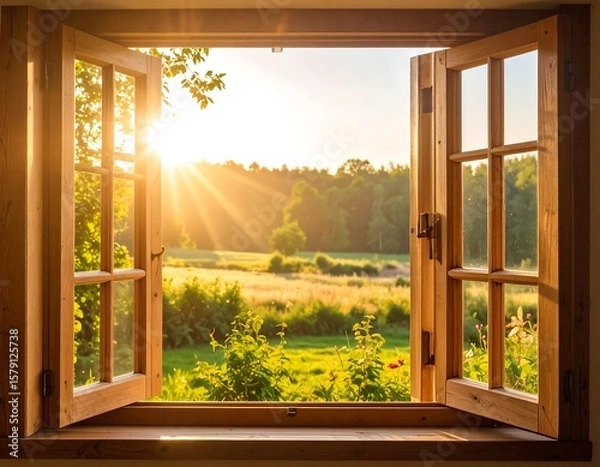 Fototapeta Sunlight through open window