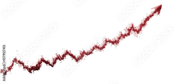 Obraz Red Abstract Arrow Growth Trend Line with Particle Effect on Transparent Background