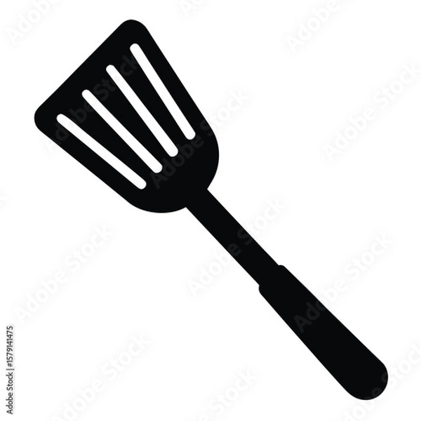 Fototapeta Isolated Black Silhouette of a Slotted Turner Spatula Kitchen Utensil for Cooking