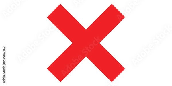 Fototapeta Red x icon. Bold red cross symbol on white background. Medical and emergency icon vector flat illustration design.
